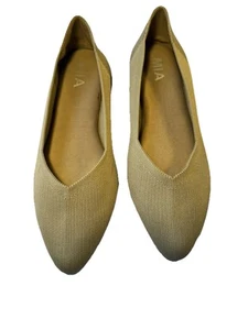 Zapatos planos de ballet Mia para mujer 6,5 M Emme sin cordones beige tostado elástico cómodos tejidos - Imagen 1 de 8