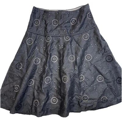 Falda Saint Tropez West para mujer talla 10 negra mezcla de lino ojales Foto 1 de 4