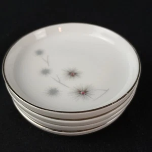 Set of 4 Creative Fine China Platinum Starburst 1014 3 5/8" Coaster Butter Pat - Picture 1 of 6