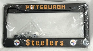 Set of 2 - New Car License Plates Frames PITTSBURGH Steelers Black Metal NFL - Picture 1 of 3
