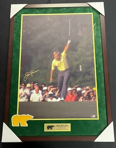 JACK NICKLAUS SIGNED 1986 Masters 38x26 Framed Canvas Photo BECKETT WITNESS COA - Picture 1 of 5