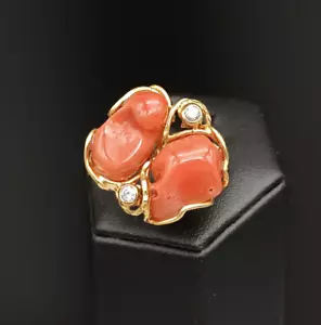 Anillo Mujer Vero Coral Rojo Cerdeña Plata 925 Plac Oro Amarillo Ajustables - Imagen 1 de 10