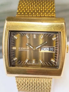 EDOX AUTOMATIC DUAL TONE GOLD DIAL 6262411 SWISS MEN FULL WORKING VINTAGE WATCH - Picture 1 of 24