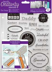 Docrafts Papermania MALE FAMILY Fathers day dad A5 stamp set + storage pocket - Picture 1 of 1