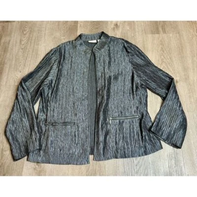 Chaqueta Chicos Para Mujer Talla 1 Texturizada Verde Oliva Oscuro Manga Larga Frente Abierto Foto 1 de 4