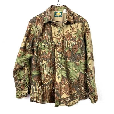 Vintage Cabelas Made in USA Realtree Camo Polyester Fleece Button Shirt Medium - Image 1 of 4