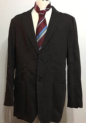 Hugo Boss Clásico Marrón Oscuro Rayas Frente Plano Hombres Suite/Ablazer Talla 052 Foto 1 de 4
