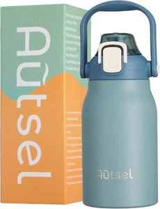 Autsel 1L Stainless Steel Water Bottle with Straw- new but scruffy box - Picture 1 of 1