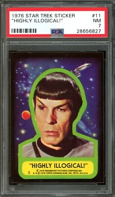 1976 Topps Star Trek Sticker #11 HIGHLY ILLOGICAL! Spock  PSA 7 NM Leonard Nimoy - Image 1 of 3