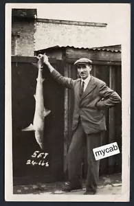 Postcard Fishing catch Shark 5ft long weight 24 lbs fish unknown location RP - Picture 1 of 2