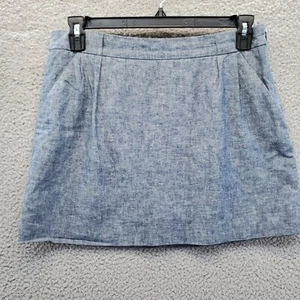 The Limited Womens Chambray Linen Blend Lined Mini Skirt Blue Size 12 - Picture 1 of 11