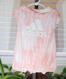 Adidas Baby Girl Light Pink Pastel White Tie Dye Wash One Piece Bodysuit 18M - Picture 1 of 3