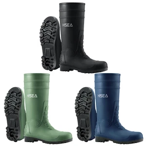 HISEA Men Rain Boots Steel Shank PVC Waterproof Outdoor Yard Fishing Work Boots - Picture 1 of 55