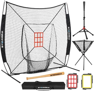 Baseball and Softball Practice Net 7×7Ft Portable Hitting Pitching Batting Train - Picture 1 of 9