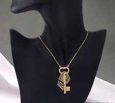 Gold Plated Italian 21K Necklace Palestine Keffiyeh with Key Beautiful Gift