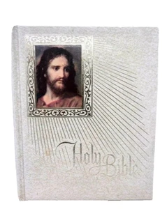 Holy Bible Fireside Family Edition, NAB, católico 1972-1973 cuero unido grande - Imagen 1 de 9