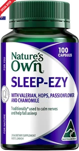 Sleep Ezy 100 Capsules – Herbal Sleep Aid w/ Chamomile, Valerian & Hops - Picture 1 of 12