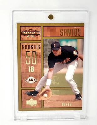 GOLD #/25 SSP ROOKIE 2002 Upper Deck Ballpark Idols Deivis Santos SF GIANTS RC - Image 1 of 2
