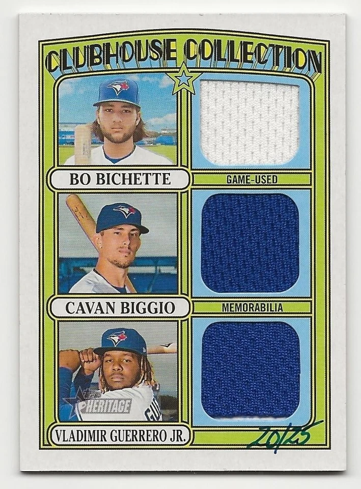 2021 Topps Heritage BICHETTE/BIGGIO/GUERRERO Triple Relic 20/25 Blue Jays Jersey - Image 1 of 2
