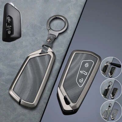 Zinc Alloy Leather Car Key Fob Case Cover For VW Golf 8 ID.4 MK4 MK8 Seat Skoda Foto 1 de 4