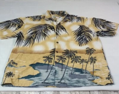 Camisa Hawaiana Island Republic Palmeras Camisa Abotonada Algodón Tropical Talla XL Foto 1 de 4