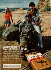 1980 Vintage Print Ad Satisfaction Camel Filters Style Motorcycle Beach Girl Guy - Picture 1 of 2