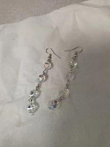 Rainbow Clear Swarovski Crystal Drop Earrings - Picture 1 of 6