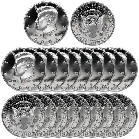 2002 S Kennedy Half Dollar Roll Gem Deep Cameo CN-Clad Proof 20 US Coins Cover
