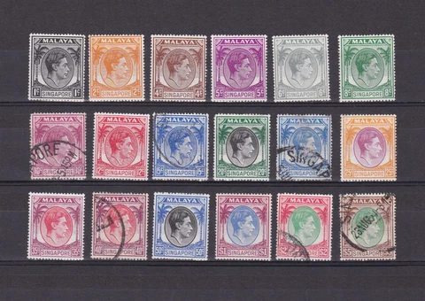 SINGAPORE 1949-1952, SG #16-30, CV £123, MH/MNH/Used Cover