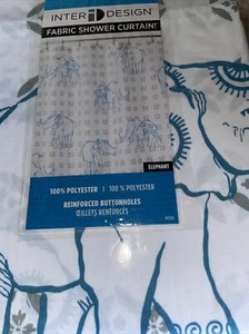 New Inter Design Elephants Easy Care Fabric Shower Curtain 72 x 72" - Picture 1 of 2