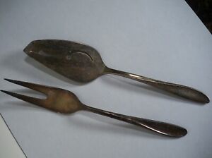 MID CENTURY Holmes and Edwards Silverplate Serving Fork & Pierced Server Set