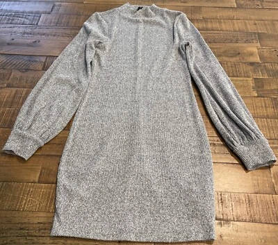 Express 仿领连衣裙灰色女式 S 码 — 第 1/4 张图片