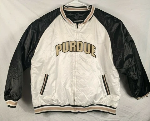 Starter Purdue Boilermakers Reversible Men's 2XL Zip Satin Jacket Cover