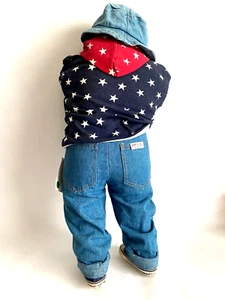 Vintage My Kid USA Puppe 29 Zoll Kleinkind Baby Junge Patriotic Stars Denim Rockabilly. RAR! - Bild 1 von 10