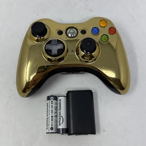Microsoft Xbox 360 Chrome Series Metallic Gold Golden OEM Controller Tested - Picture 1 of 8