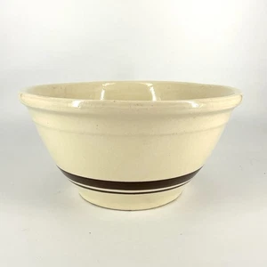 Vintage McCoy Pottery Mixing Bowl Oven Ware #10 Stoneware Brown Stripes - Picture 1 of 11