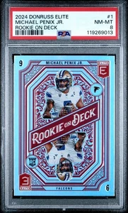 2024 Donruss Elite Rookie On Deck Michael Penix Jr. #1 PSA 8 (RC) - Picture 1 of 2