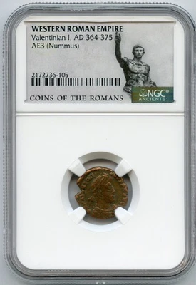 Ancient Roman Coin Valentinian AD 364-375 Nummus NGC Certified Genuine - JR179 - Image 1 of 2