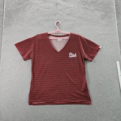 ROSA Victoria's Secret Mujer Camisa L Rojo Rayas Cuello en V Pullover Foto 1 de 4