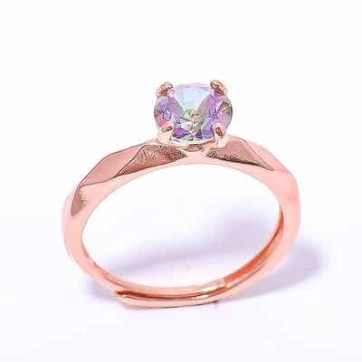 Mystic Topaz Silver Plated Jewelry Rose Gold Plated Ring s.Adjst C7384-8_3 - Image 1 of 4