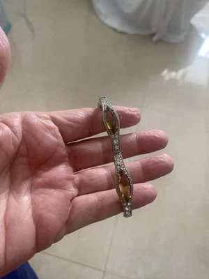 Pulsera Monet Vintage Elástica Tono Plata con Cristal Color Humo Foto 1 de 4