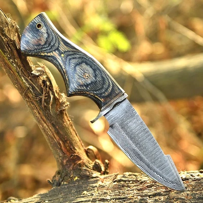 Cuchillo rastreador de caza de hoja de acero Damasco forjado hecho a mano personalizado UU 28 Foto 1 de 4