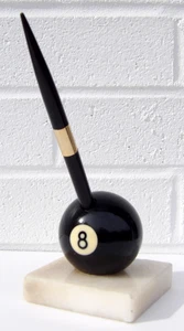 Vintage 8 KUGEL DESKTOP STIFT Pool Billard MARMORSOCKEL schwarz Kugel + Stift $11,95 - Bild 1 von 7