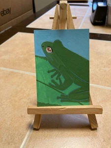 ACEO Original Pintura Acrílica 2.5 x 3.5 Mini Tarjeta Artística Rana 6 - Imagen 1 de 1
