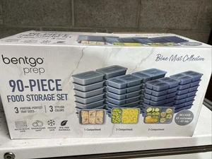 Bentgo 90 Piece Meal Prep Set, Blue Mist Food Storage Set Freeze/Heat/Clean New - Picture 1 of 5