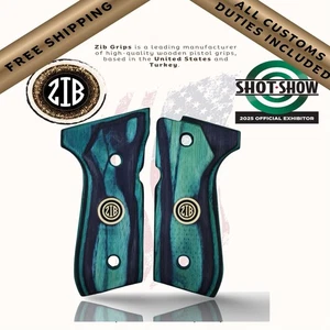 Zib Griffe Schichtholz Serie Pistolengriffe für Beretta F92, Metalllogo - Bild 1 von 7