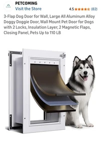 3-Flap Dog Door for Wall, Large All Aluminum Alloy Doggy Doggie Door, Wall Mount - Picture 1 of 11