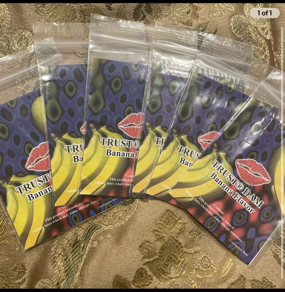 Presa dental de látex con sabor, plátano, 20 paquetes Foto 1 de 1