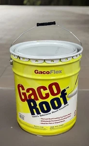 New WHITE Gaco Roof 100% Silicone Roof Coating, 5 Gal. GR1600-5 Sun Reflecting - Picture 1 of 8