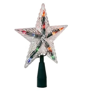 Multicolored Lighted Crystal Star Christmas Tree Topper Decoration 7 Inch New - Picture 1 of 8